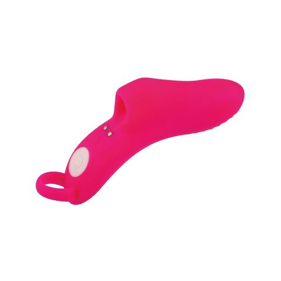 Розовая перезаряжаемая вибронасадка на палец (Цвет: розовый)