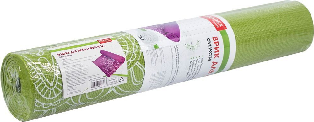 Коврик для йоги и фитнеса 173*61*0,4 с рисунком ГРИН