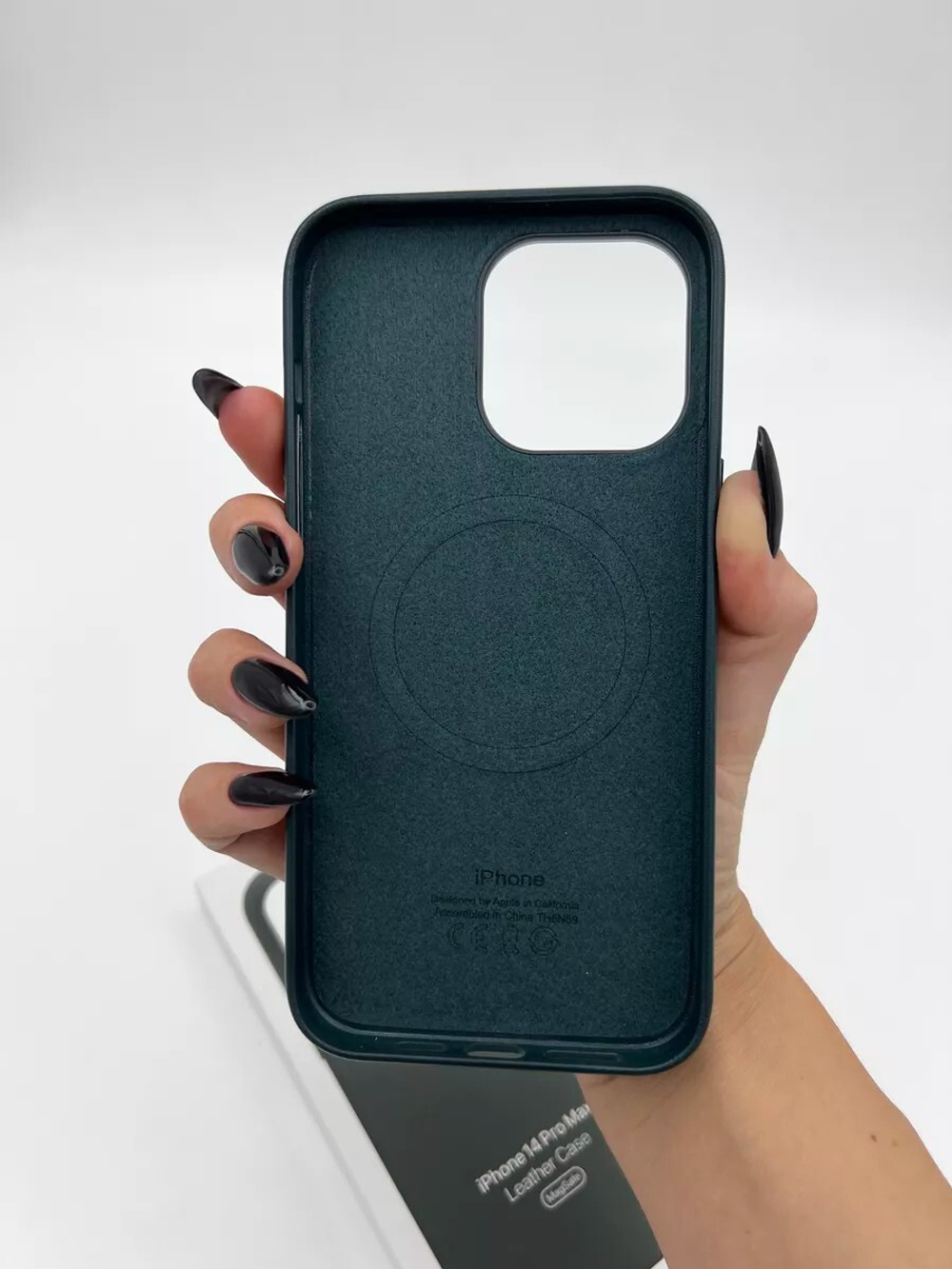 Кожаный чехол Leather Case iPhone 14 Pro Max, Green Темно-Зеленый