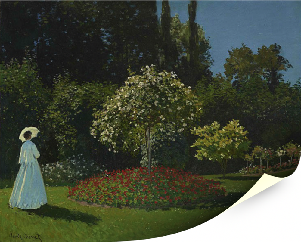 "Дама в саду", Моне, Клод, картина (репродукция) Настене.рф