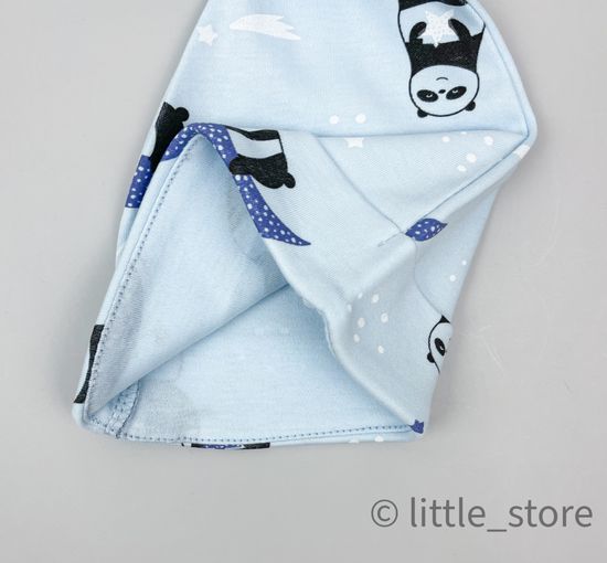 Шапка однослойная "Космические панды" небесная