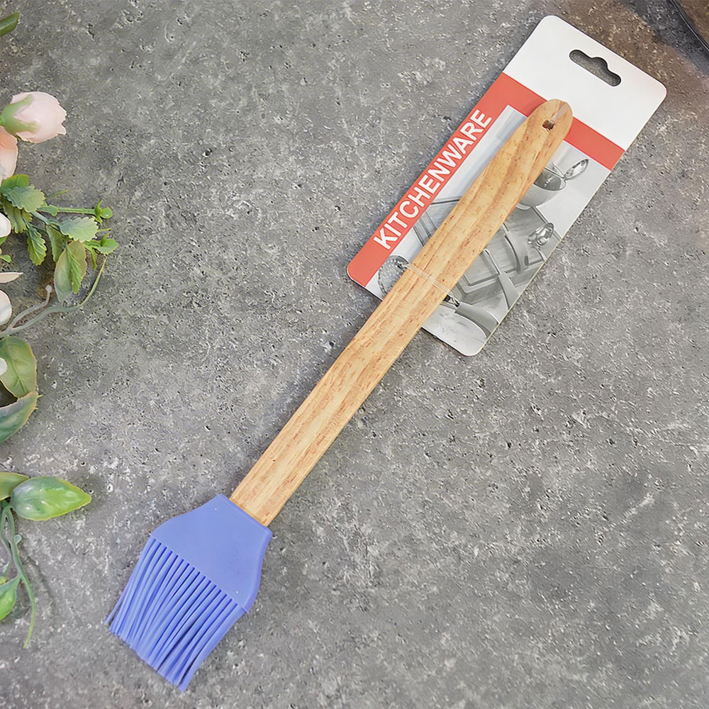 Кисточка силиконовая ручка дерево 26см YP0339