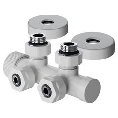 Узел нижнего подключения термостатический угловой Royal Thermo Design Pro 15мм М30х1,5 (Белый)