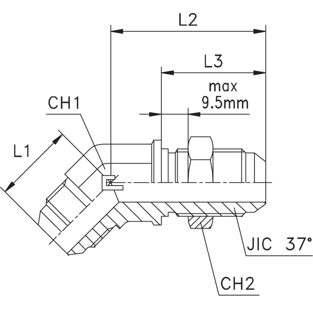 Соединение PD45 JIC 1/2"