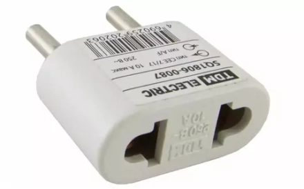 Переходник тип СЕЕ 7/17- тип А/F плоский 10А максимум   250В белый