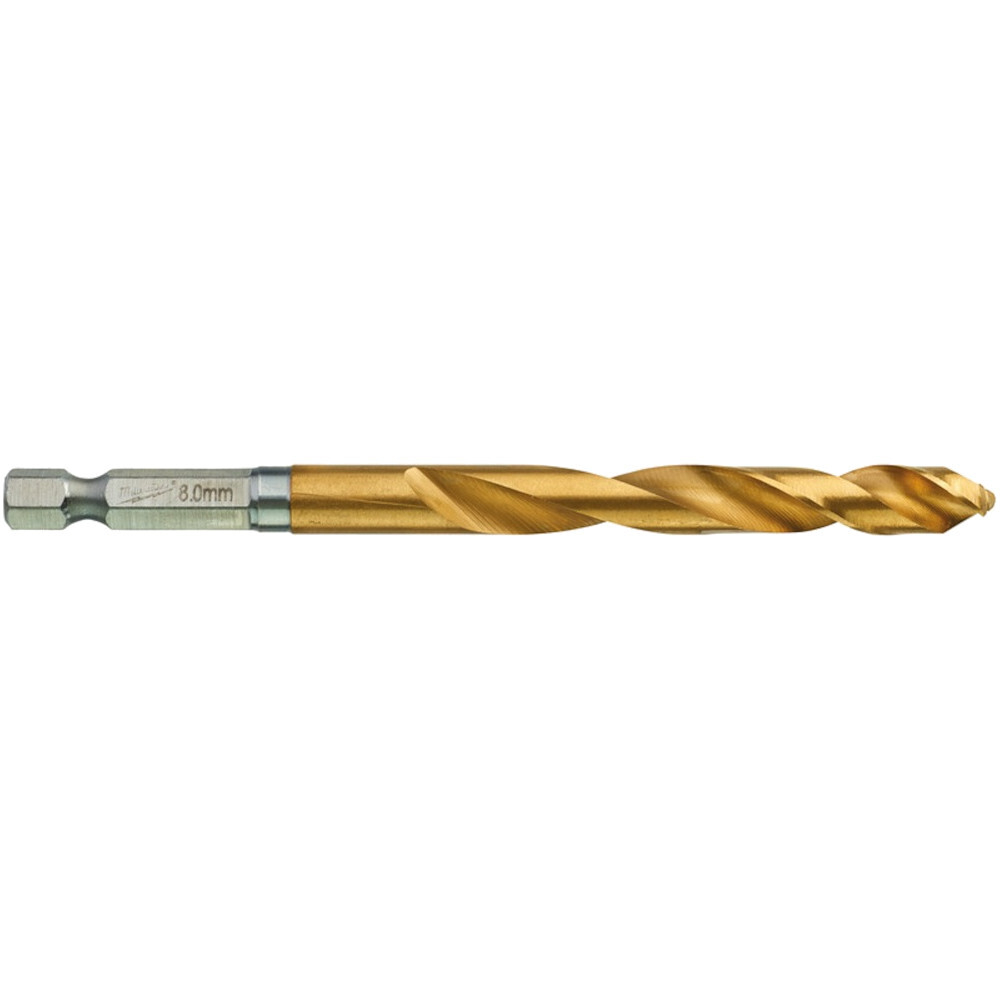 Сверло Milwaukee RedHEX HSS-G TiN по металлу 8.0 мм