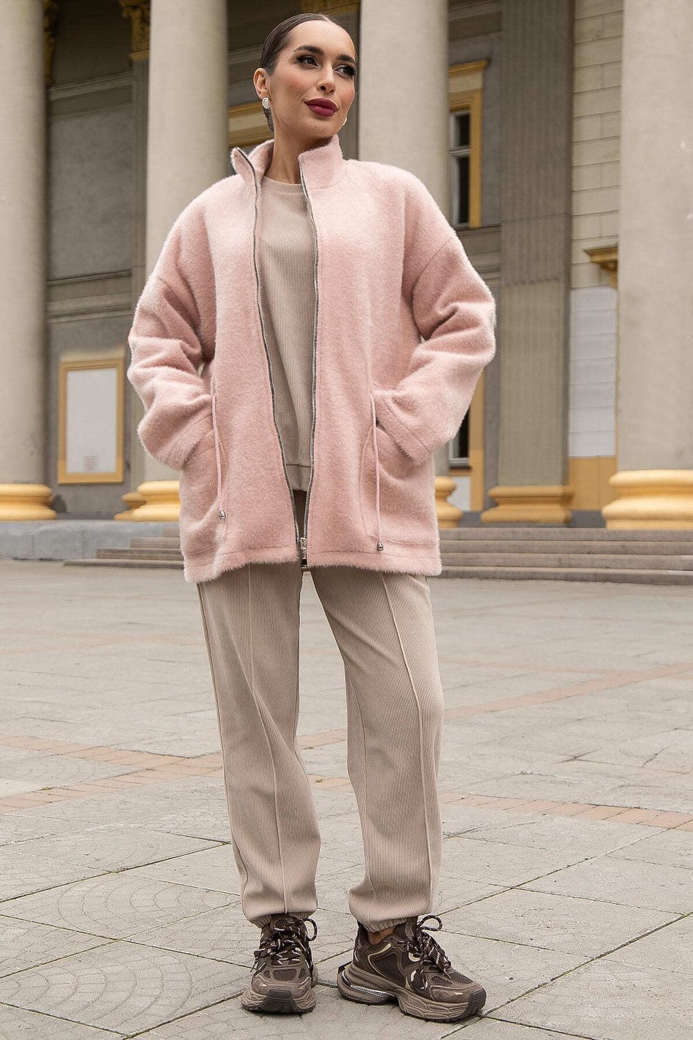 Пальто Альпака (пудра) Б14137-7М LT Collection