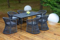 "Романо" обеденная группа на 6 персон, каркас темно-серый, роуп темно-серый