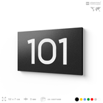 Номер на дверь квартиры 101, табличка на дверь офиса, кабинета, аудитории, склада, черная 120х70 мм, Айдентика Технолоджи