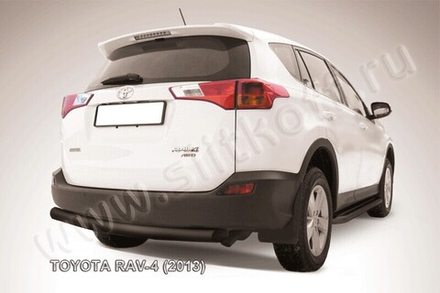 Защита заднего бампера (нержавейка) Toyota Rav-4 (2012-2015) d76 радиусная (черный)