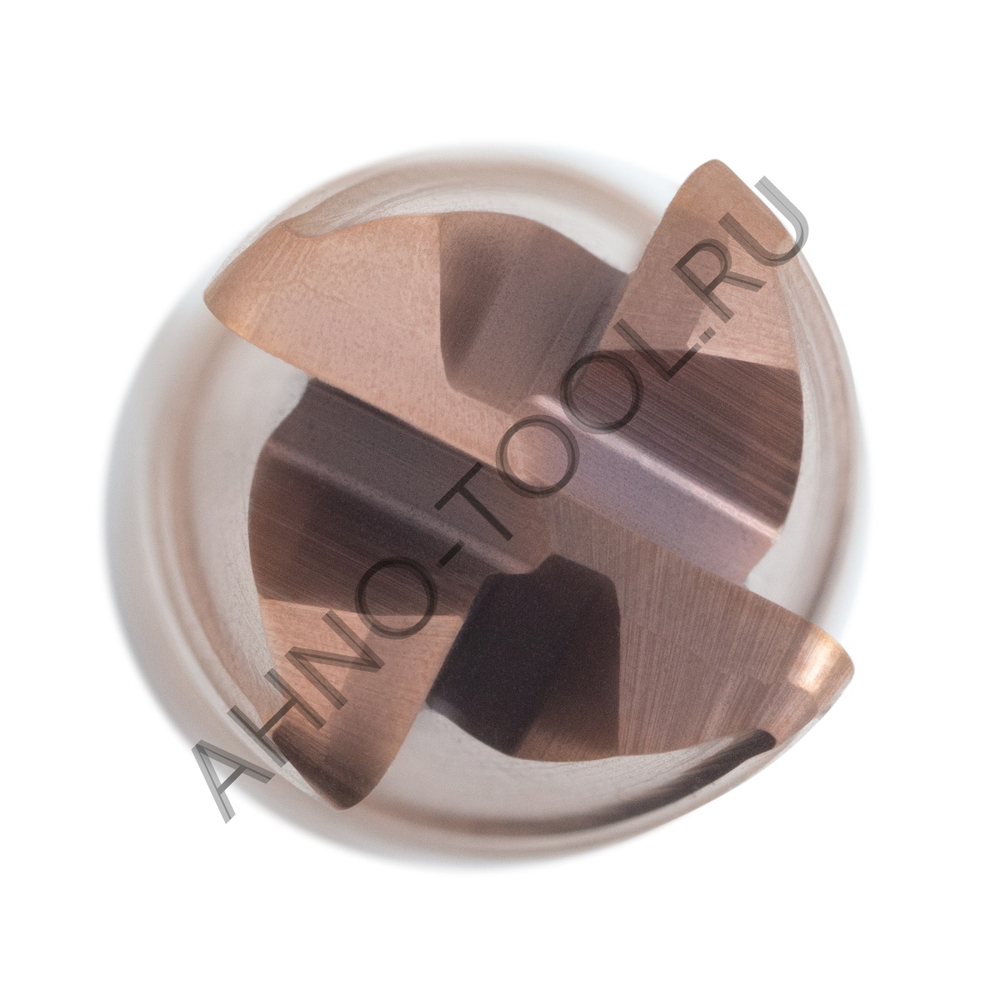 Фреза твердосплавная радиусная  10мм (L=75, l=25, хв=10) Z4 35° по стали, нержавеющей стали, чугуну,