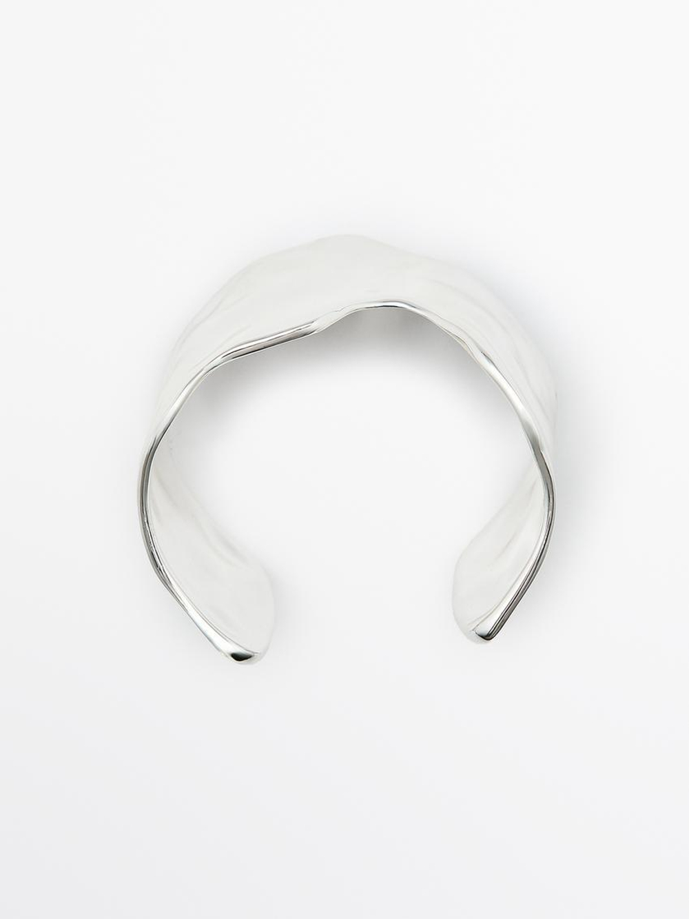 Massimo Dutti Широкий браслет асимметричной формы, серебряный