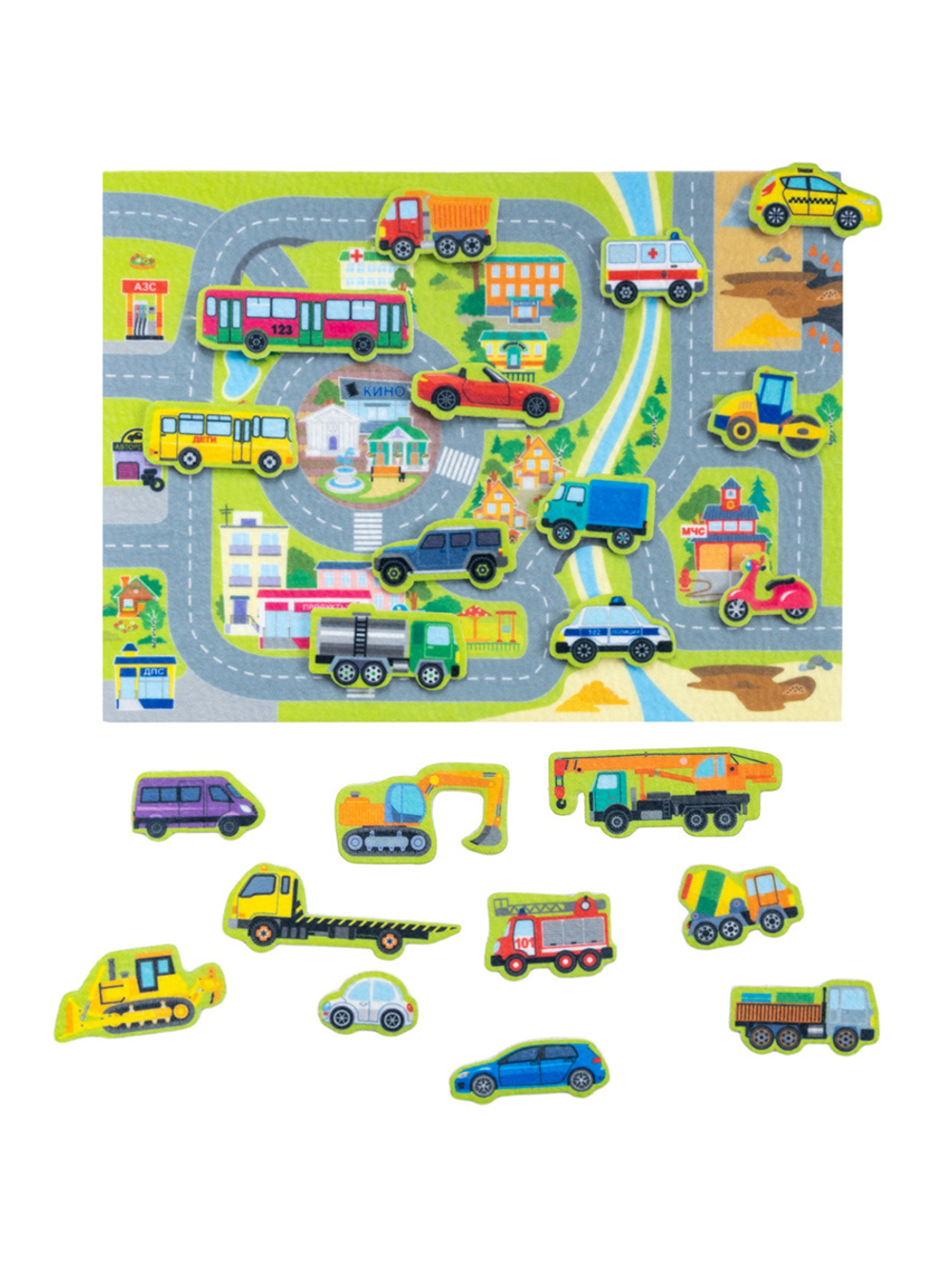 Набор из фетра на липучках ГОРОД. ТРАНСПОРТ.