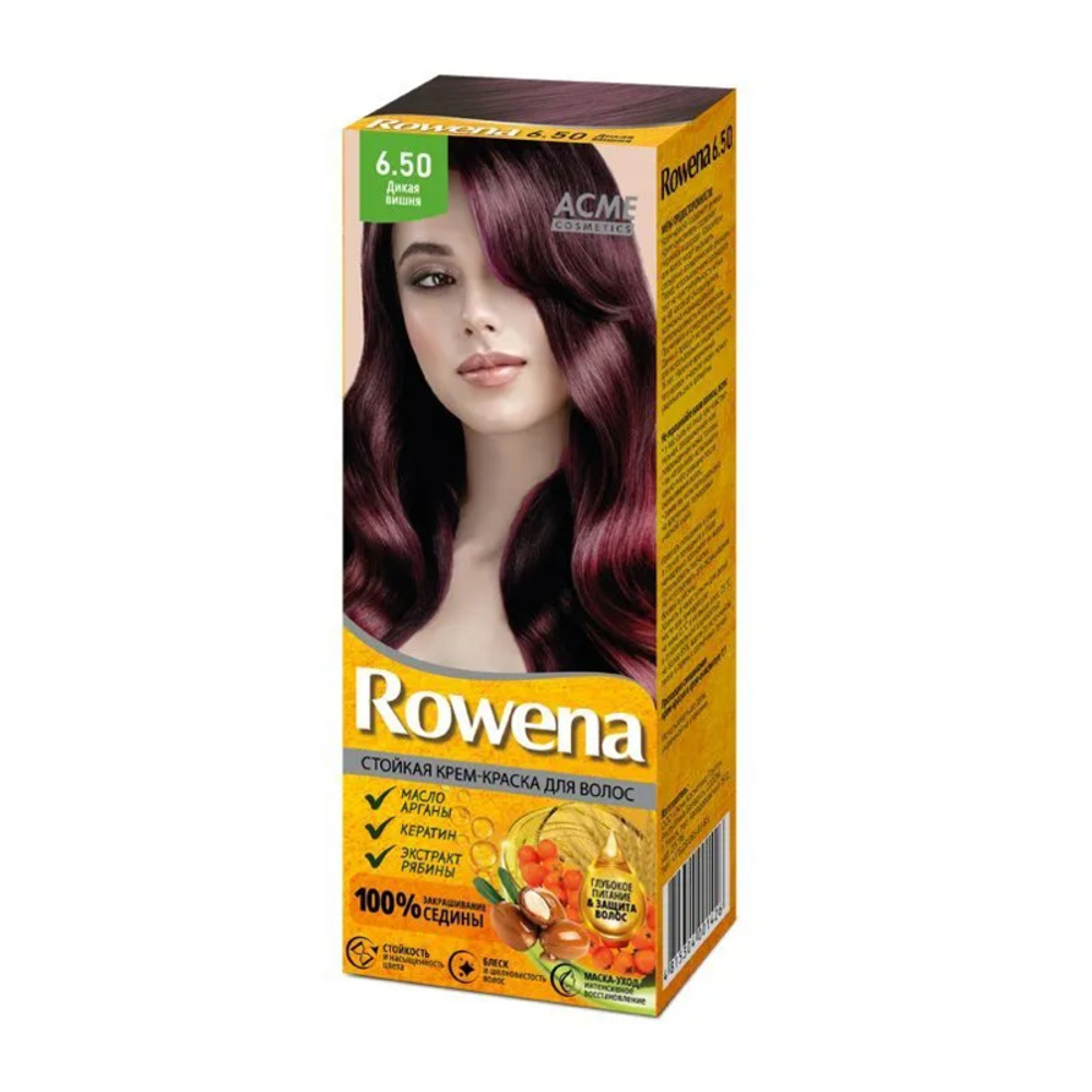 Acme-Color «ROWENA» Стойкая Крем-Краска для волос, тон 6.50 закрашивание седины 100% (Дикая Вишня) 115 мл