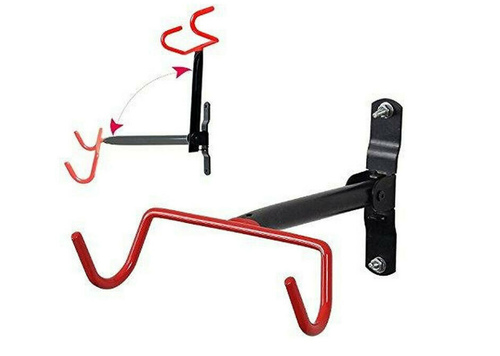 Держатель велосипеда настенный, горизонтальный, складной, max 30кг, стальной, красно-черный. HS-017