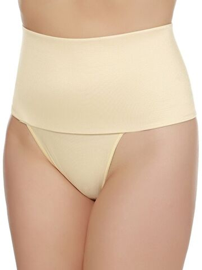 Корсетные трусы-стринги с широким эластичным поясом (Размер: S) (Цвет: бежевый)