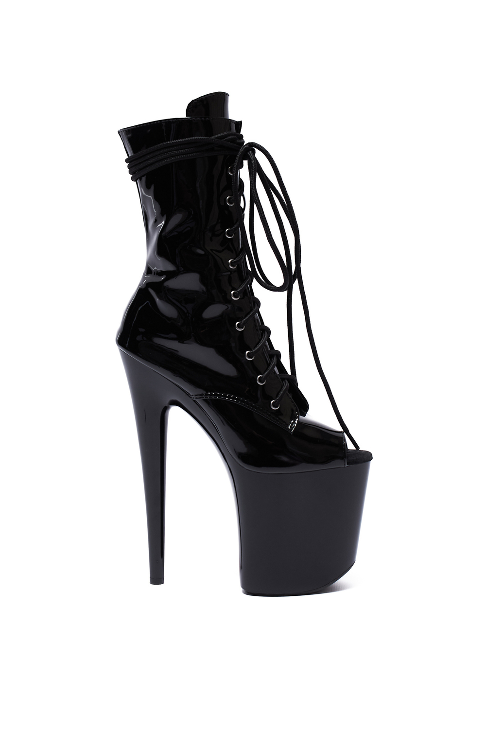 Ботильоны Тройка черные лак, открытые - SHDB-011-3-lak-bl