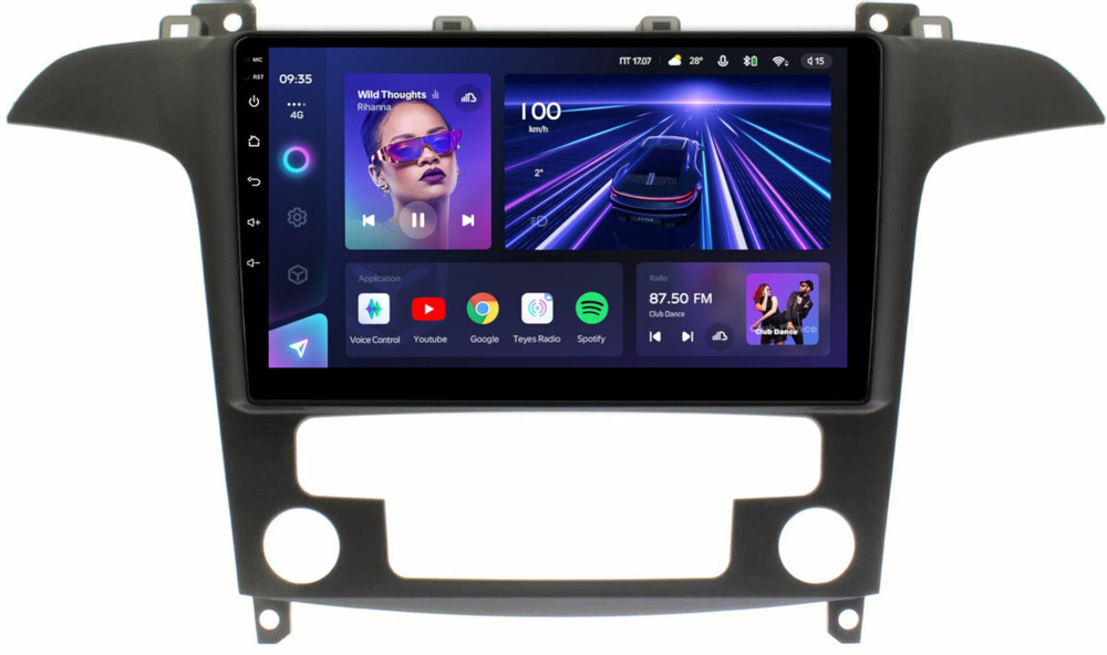 Магнитола для Ford S-Max, Galaxy 2 2006-2015 (климат) - Teyes CC3 на Android 10, QLED, ТОП процессор, 4Гб+32Гб, CarPlay, 4G SIM-слот
