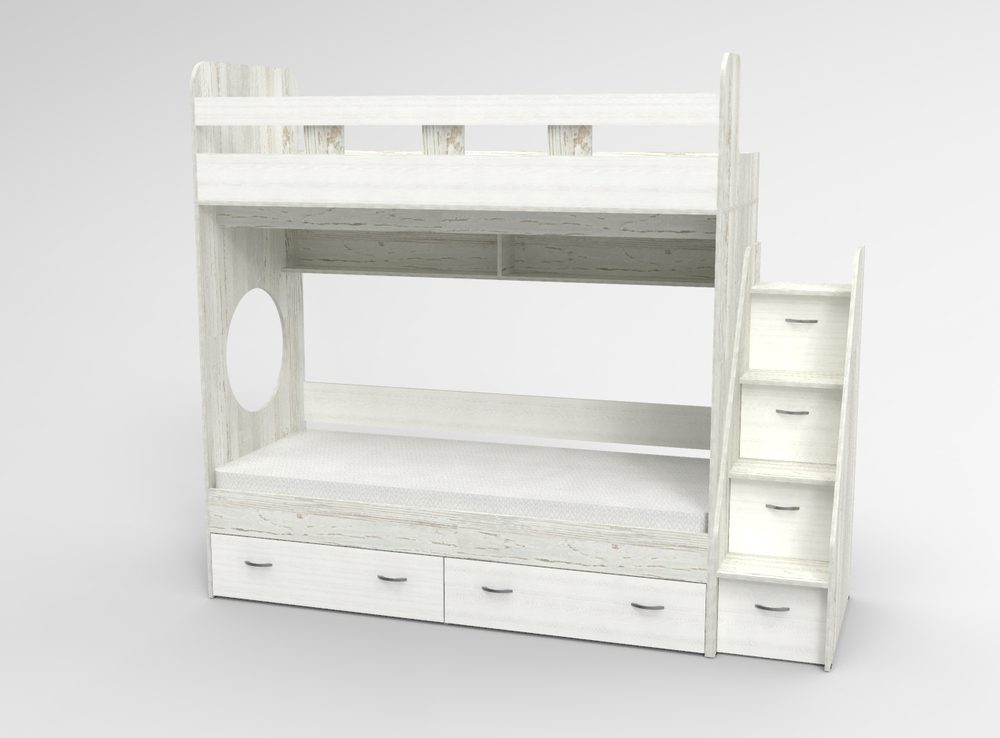 Трехъярусная кровать КарИВи Юниор  Винтерберг Белый