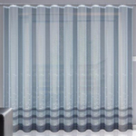 Занавеска "Ф. ЧАЙКИ" на шторной ленте, белоснежный фон, рисунок выткан из серой пряжи, Польша.