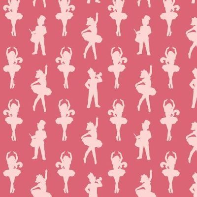Элегантный узор с балеринами на алом фоне