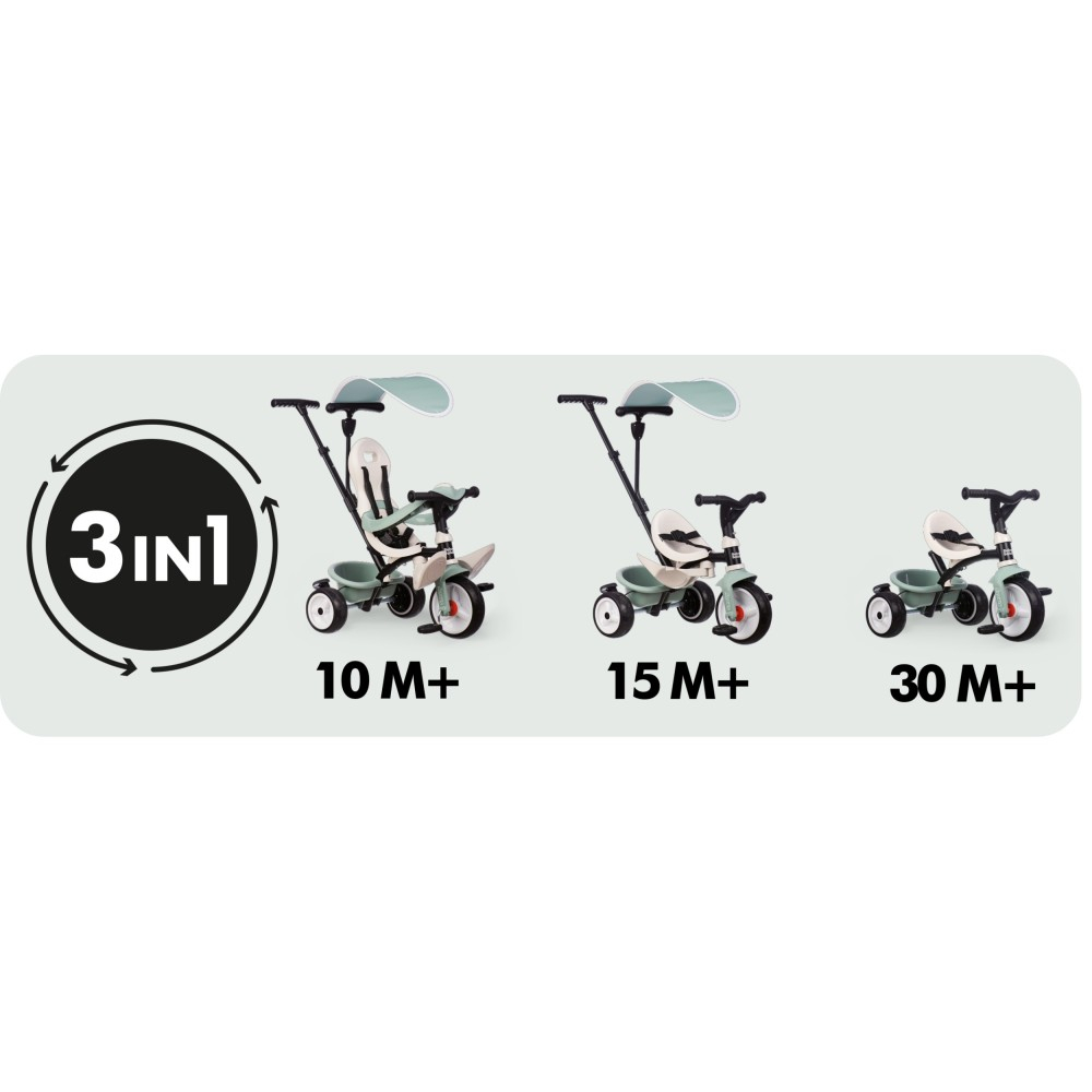 Детский трёхколёсный велосипед Smoby Life Baby Balade Plus 741405 3в1 от 10 месяцев — фото 5