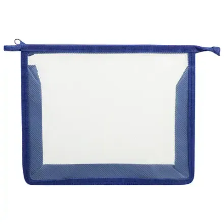 Папка для тетрадей 1 отделение А5 на молнии Пифагор, пластик, прозрачный синий кант.