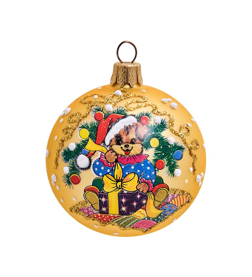 Элита НФШ-1332/3 Ел. украшение Шар «Собачка с подарками» 65 мм