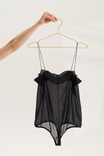 Боди из шелка с кружевом Greep Black