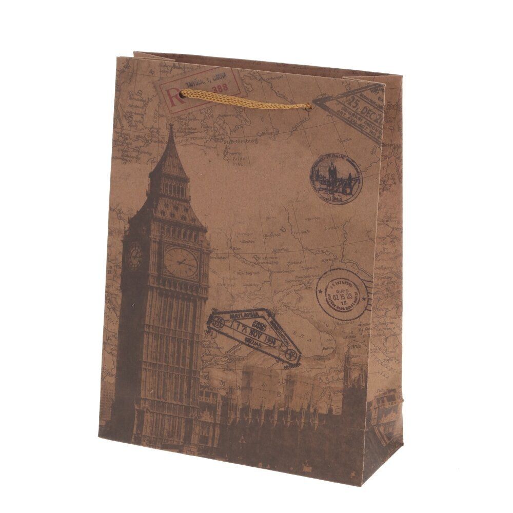 GAEM Пакет подарочный (бумага 210г/м2, блок 12шт), L15 W6 H20 см, 4в.