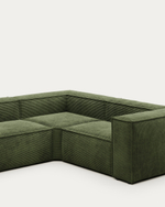 Угловой 4-местный диван Blok из плотного вельвета зеленого цвета 320 х 230 см