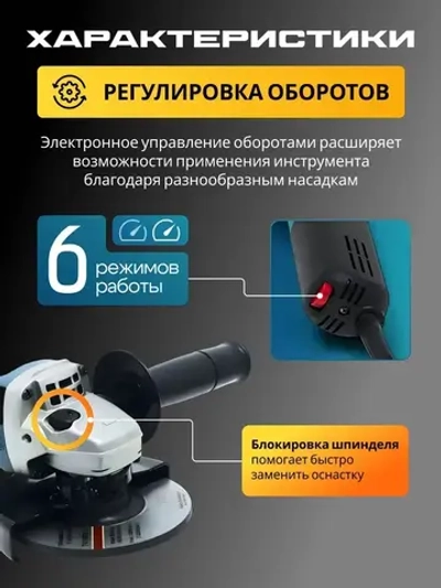 Болгарка 125 с регулировкой оборотов, электрическая, ушм 125 болгарка, шлифовальная машинка/ полировальная