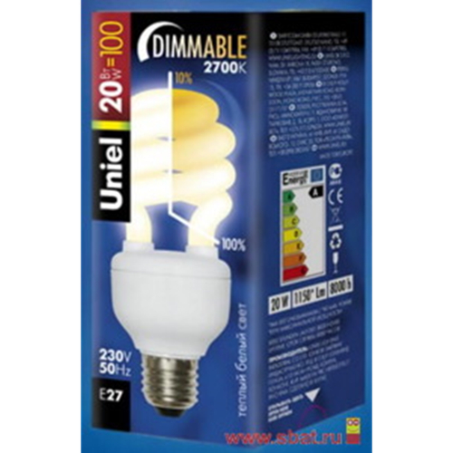 ESL-D-H32-20/2700/E27 Диммируемая энергосберегающая лампа. Картонная упаковка