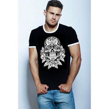 Мужская футболка черная с принтом Scandaloso Череп в розах 0102261m-EP