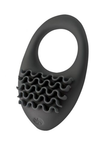 Черное перезаряжаемое эрекционное виброкольцо Stellar