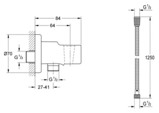 Гигиенический душ встраиваемый Grohe BauCurve 123072 хром