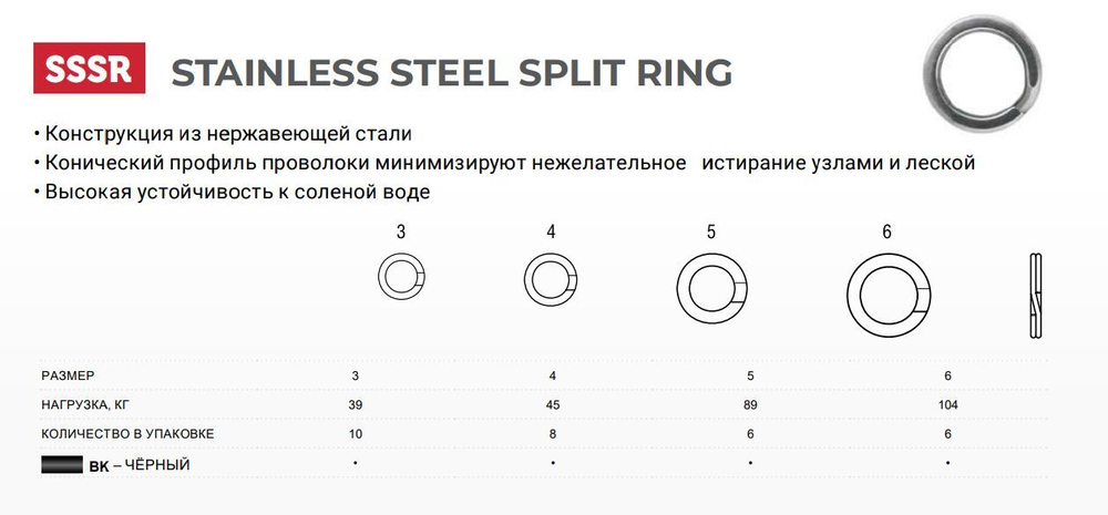 Заводные кольца для рыбалки нерж сталь №4 101LB в упак 8 шт