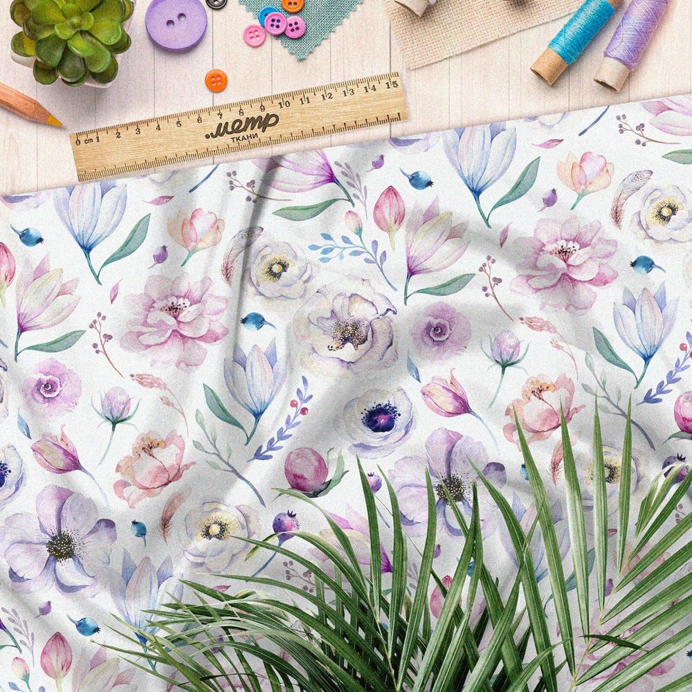 Ткань поплин контрастные насыщенные цветы