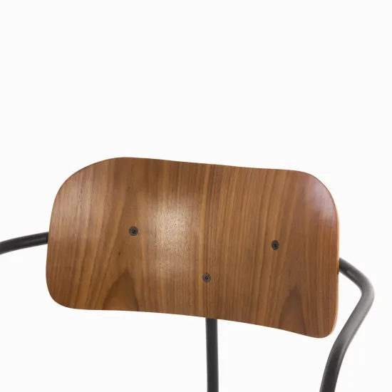 Обеденный стул Gloster металлический каркас, серая ткань и спинка из дерева