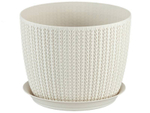 Кашпо Вязание D210мм 4,5л с поддоном (Белый ротанг)