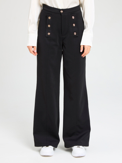 Брюки утепленные для девочки палаццо с декоративными пуговицами