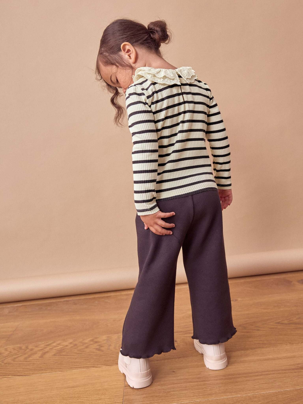 Лонгслив с воротником для девочки Next 168-360, Белый, Черный