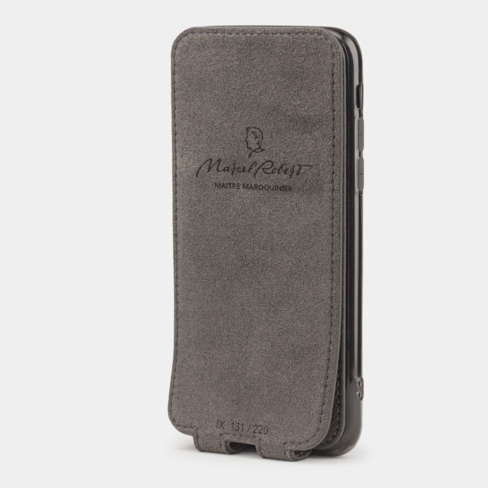 Чехол для iPhone X/XS из натуральной кожи теленка, серого цвета