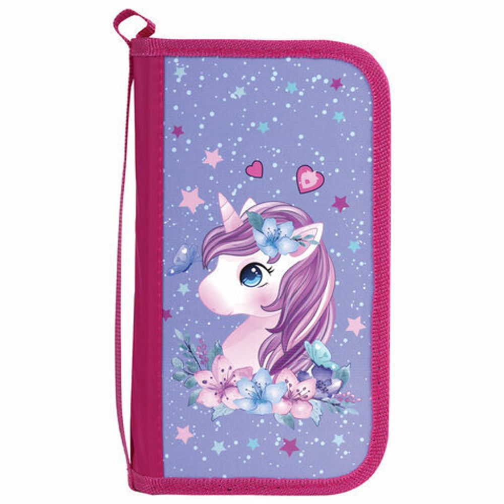 Пенал ПИФАГОР, 3 отделения, ламинированный картон, 19х11 см, "Dreamy unicorn", 270891