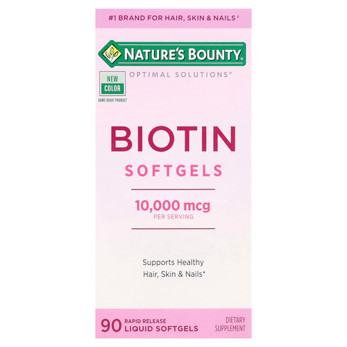 Nature's Bounty, Optimal Solutions®, биотиновые капсулы, 10 000 мкг, 90 жидких капсул с быстрым высвобождением