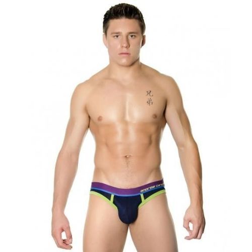 Мужские трусы джоки синие Andrew Christian Almost Naked Jock Neon Navy  AC82