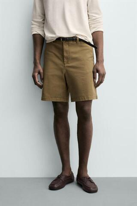 ZARA ШОРТЫ ЧИНОС REGULAR FIT, ОХРА