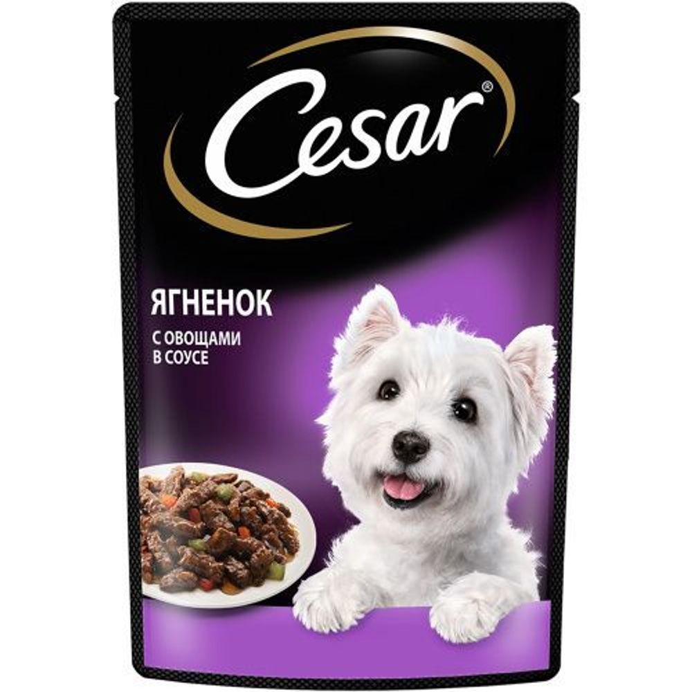 Паучи Cesar для собак с ягненком и овощами пауч 85 г