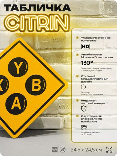 Табличка декоративная "Кнопки Xbox" на дверь и стену, прикольная штука в подарок геймеру, декоративный знак, 24,5х24,5 см, Айдентика Технолоджи