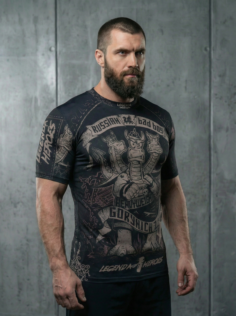 Рашгард с коротким рукавом LEGENDA Горыныч черный